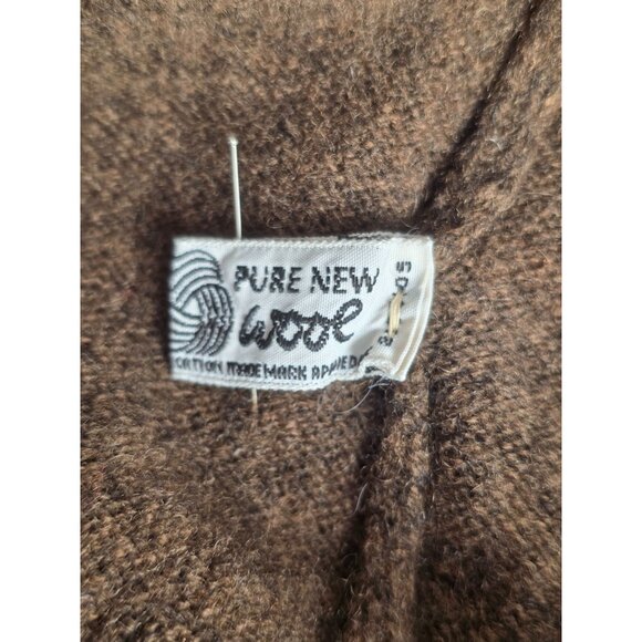 Vintage Scottish Flag Hawick Lambswool V-Neck Sweater Mens Sz S/M Brown 70s/80s - Picture 6 of 8